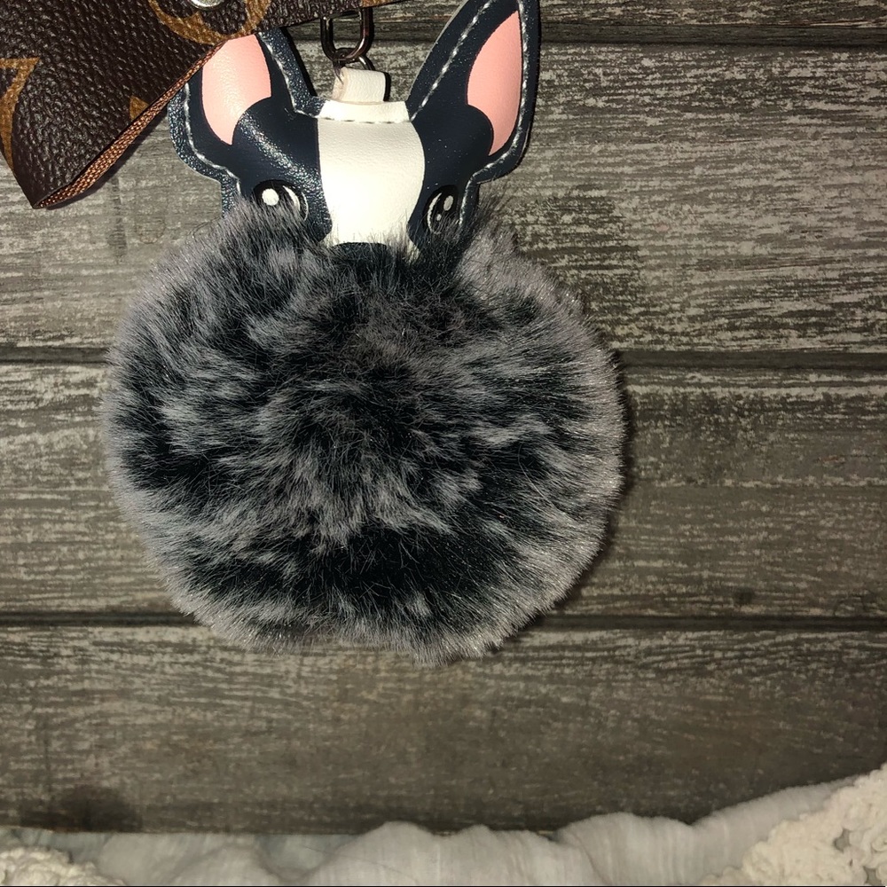 Dog keychain, Pom pom keychain, Purse charm